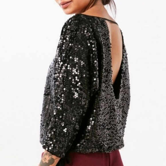 SILENCE + NOISE SEQUIN BLACK TOP SIZE M - Picture 4 of 8